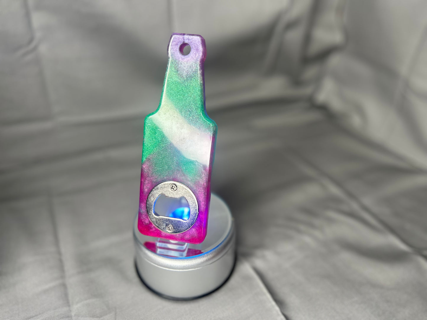 Green and pink bottle opener