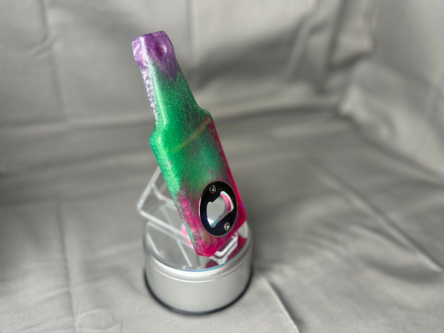 Green and pink bottle opener